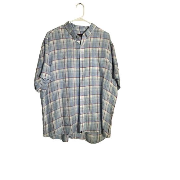 UNTUCKit Blue White Matisco Plaid Pattern Short Sleeves Button Down Shirt 3XL - Picture 1 of 7